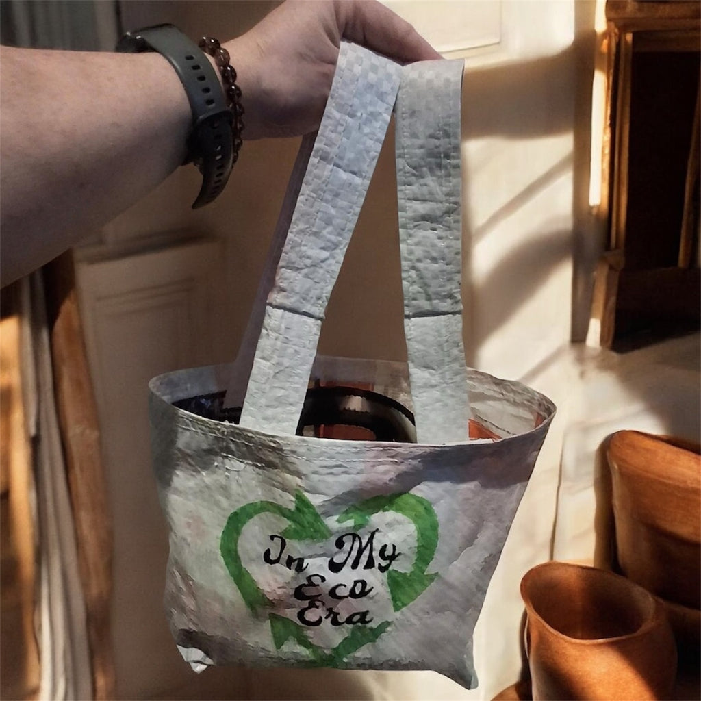 Upcycled Reusable Backpack Shopping Bag