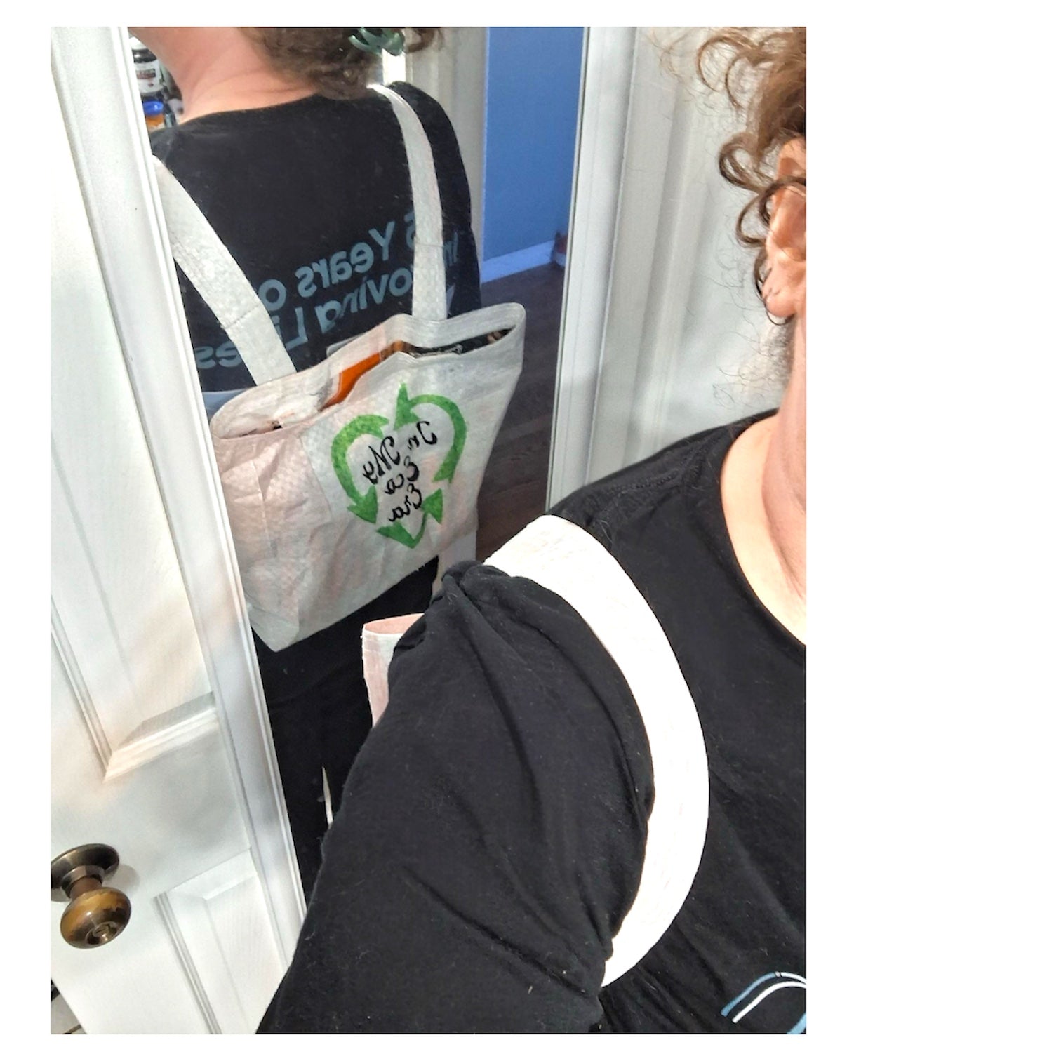 Upcycled Reusable Backpack Shopping Bag
